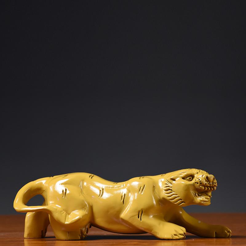 黄色429木老虎摆件实质上山虎生肖工雕艺品家办公桌面居装饰工木