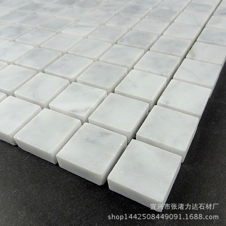 大理石马赛克间拉拉白25*25mm生厨房卫LD088阳台吧台卡内外墙贴墙