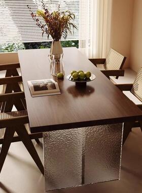 简约风亚克力实木FBM茶椅桌组白蜡长方形桌悬浮大板桌合木家用泡