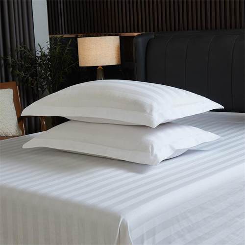 60支全棉缎条上店民宿白色三件四件套床用品纯套棉宾三公分缎馆酒