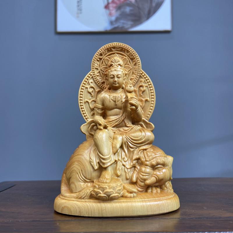崖柏木文殊普贤菩萨高10cm艺摆件工创意根雕家居饰SN657262雕品品
