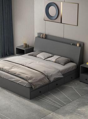 fLE现简约床卧室1.8双人床榻榻PRE米米1.5米屋床储物床家用代出租