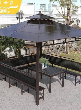 户外四角P凉亭C阳光板柱亭阳棚室遮FSX外庭院花园楼顶简四易小亭