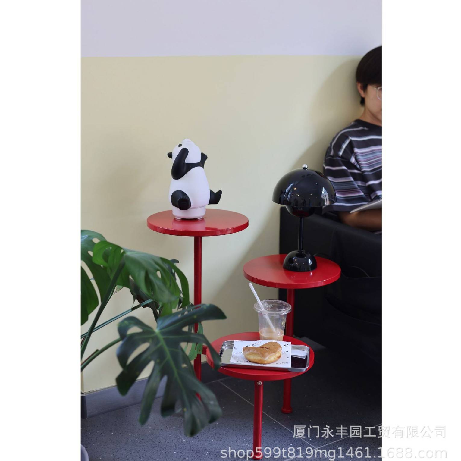 多层边几角几边桌简约红色多巴胺金属室内花架设计艺术