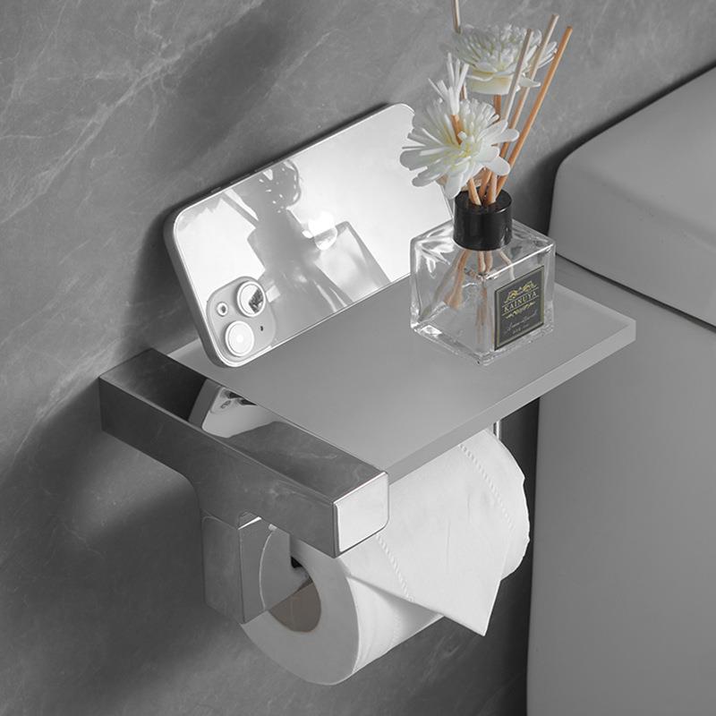 卷孔纸架卫浴生间手机纸巾架室手置物架厕891所手纸盒打玻璃全铜