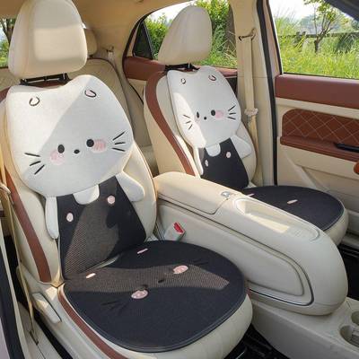 体汽车坐垫四座季通用亚立萌猫座垫夏季透气后排841凉垫可麻爱女