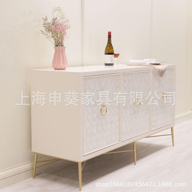 新古典客厅玄关柜贝壳饰店面VTO餐边门柜板样间厅装饰柜子别墅酒