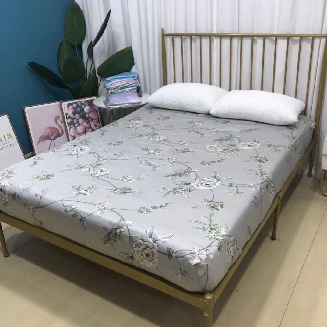 F兰精天莱635698丝码数印花床L笠枕套三件套赛尔天丝凉感裸睡床上