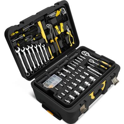 318 PCS机械工具包铝制拉杆箱家庭维修工具箱