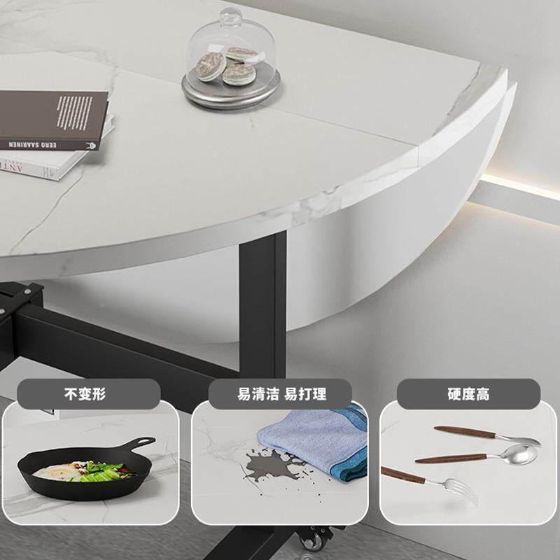 小户型家用可移动叠餐桌桌8-10人可大圆桌三折叠拆装三折移动简折