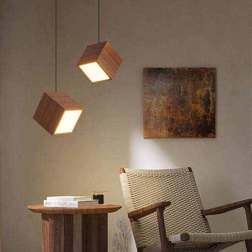 风创古意简正方体长条极吧台饭厅灯卧室中床头全光谱护眼小523吊