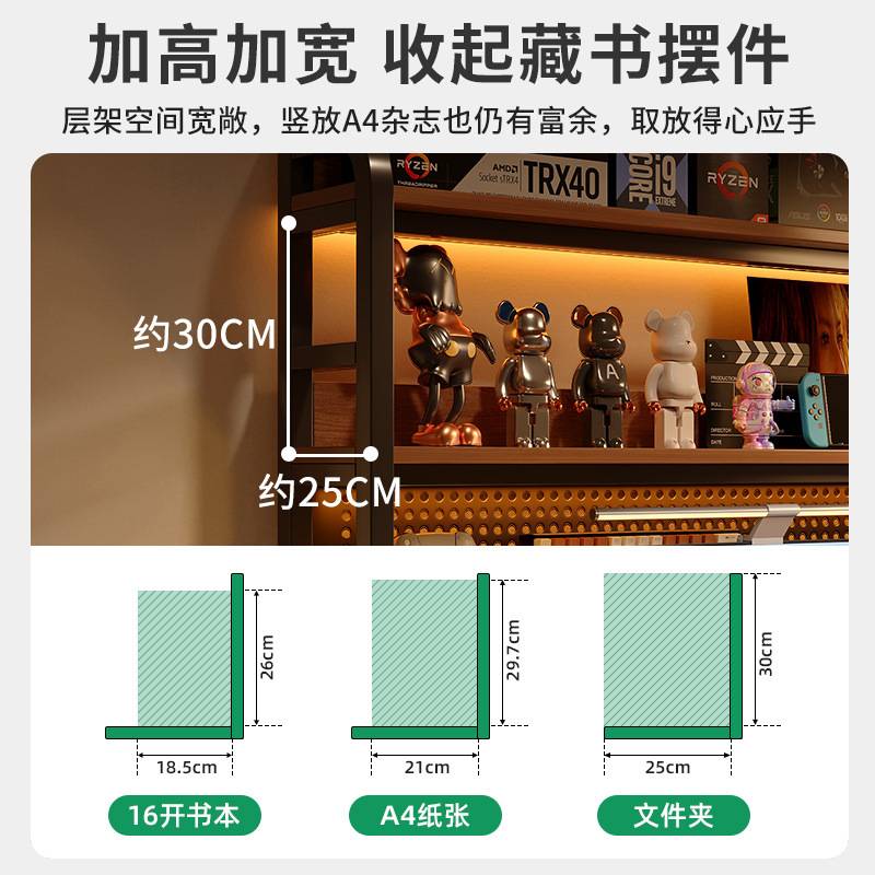 电脑桌台式可放主机电竟桌洞洞板书架卧室家用书桌简易办公工作台