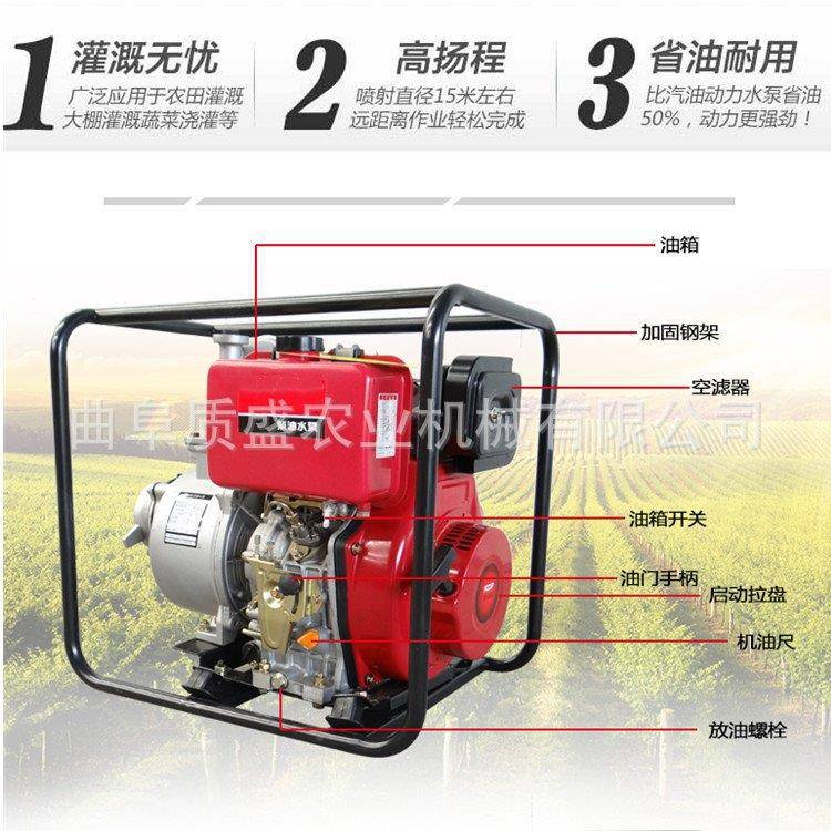 两鱼无品牌/塘倒水轮抽水泵3寸冷柴油手推水泵小巧便捷水排泵