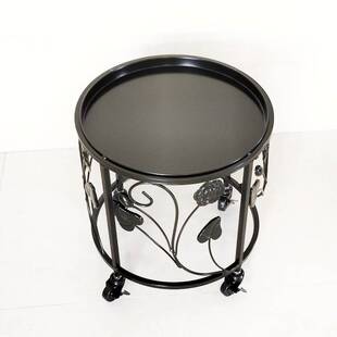 客厅落地式铁艺花盆架鱼缸架子 地面单层矮花架特大号带轮可移动