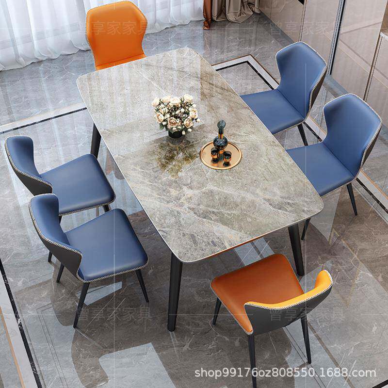 岩板桌折现代简约方形餐实木伸缩餐桌6602轻奢小户长型家用圆形叠