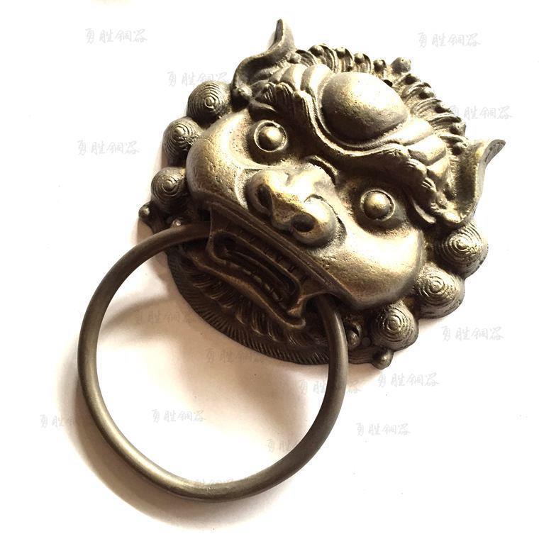 拉中式仿古大门狮子头拉手环加厚兽头邮EIH把门手实木门环包透明