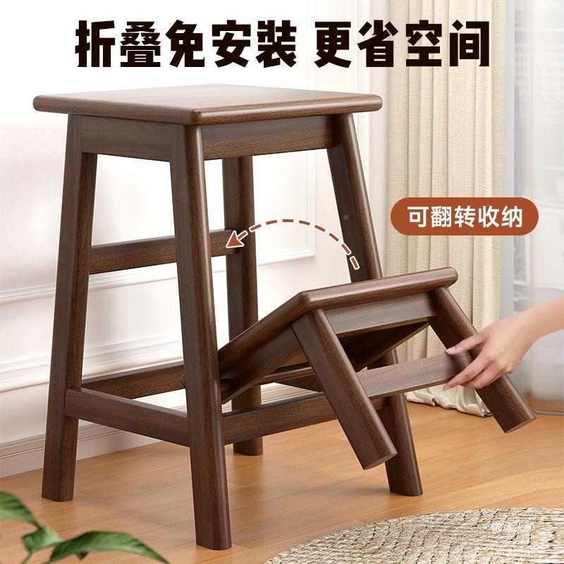 实木登折叠梯凳家置梯子两用吧台凳高取依冰人?1物物爬用高多功能