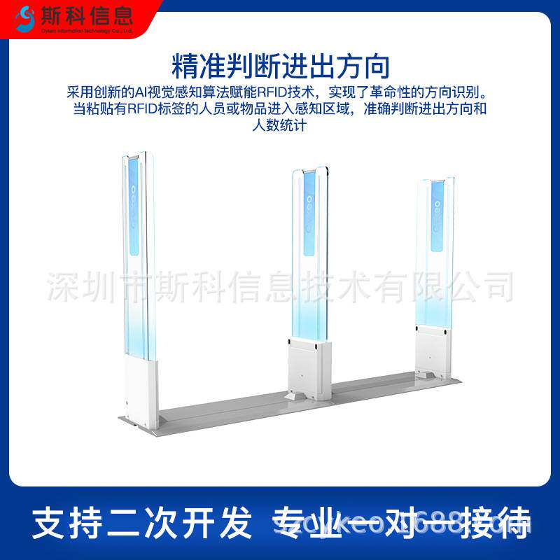 AI智能算法RFID通道门实时监控物品进出新零售服装门店防盗系统
