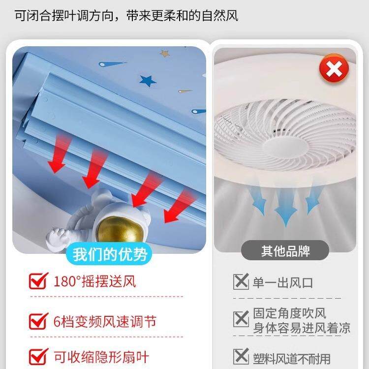 全光谱眼儿18008童房180护°摆室头送风无叶风扇灯男女卧孩智能吸