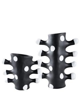 代抽象123艺黑白色金色树脂花间瓶样板售楼处玄关台术面装现饰品