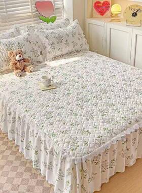 四滑棉季裙加厚夹防韩版床裙遮丑床罩单PDD53013件防尘床单保床护