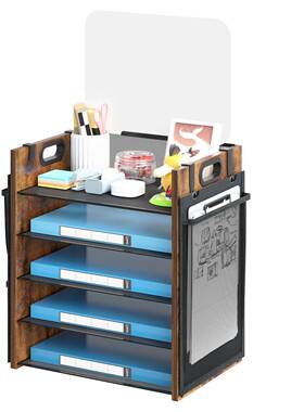 跨境桌铁面金收纳架办公木质五层属文件整理架LH2405M-网家用多功