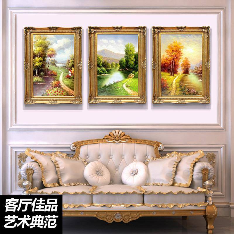 厅欧式5D钻石画满钻客厅贴钻十字山A-AZ753水风景油画绣餐三联点