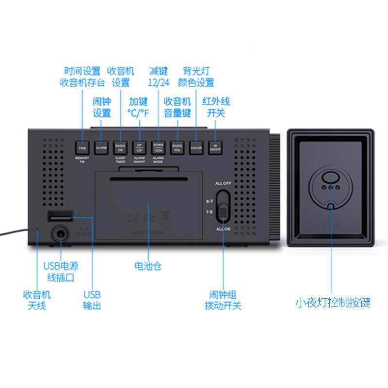 新款创小意桌面闹钟多功能能用数字XHX-P30台钟家夜灯IR人体感应