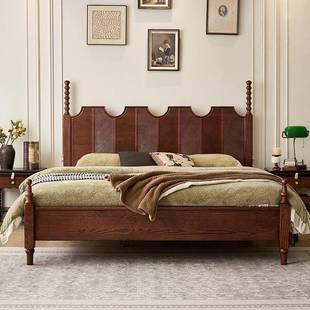 法式复古艾米全实.木床1米双8人大床NTMY-G30中古1风.5米红橡木主