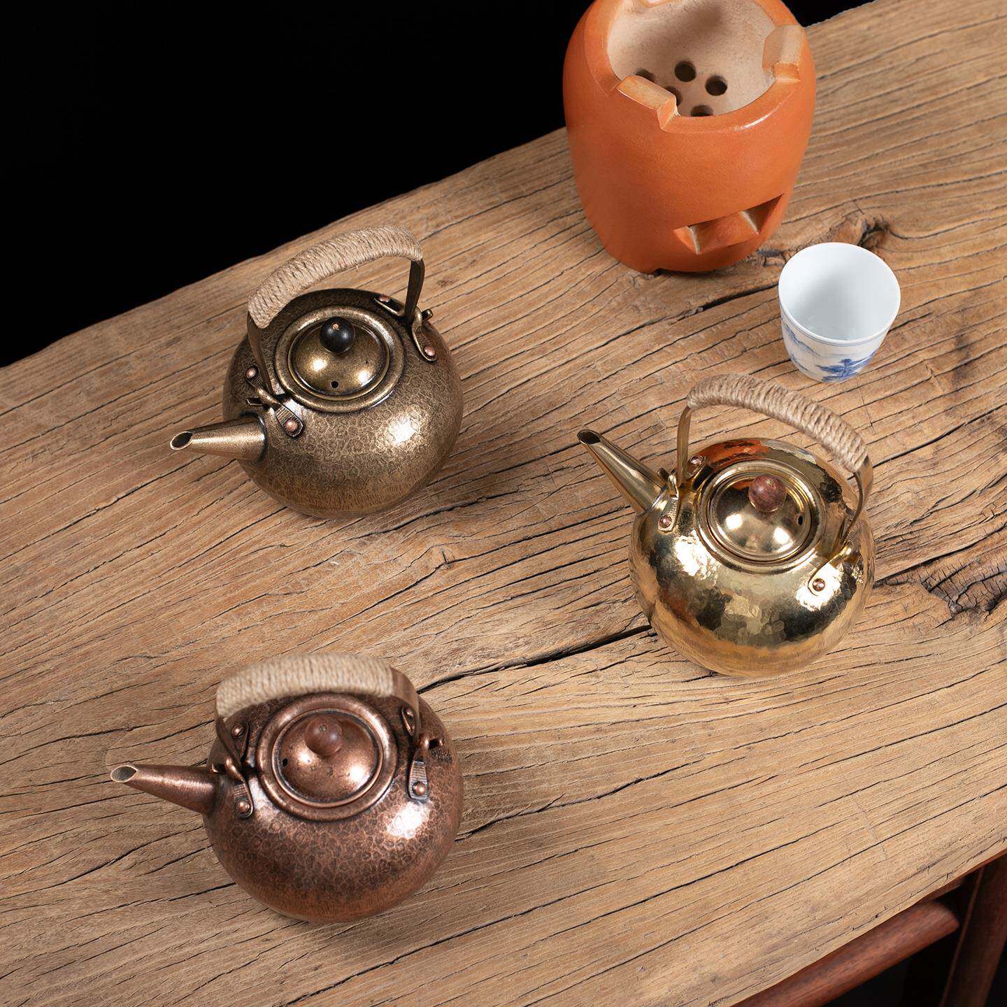 铜壶烧水壶围炉煮茶壶手工纯紫铜茶壶家用沏中式纯手工茶具红泥炉