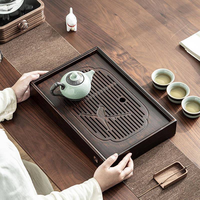 燕喜高山竹茶盘 复古客厅茶几大中小号排蓄两用泡茶盘干泡盘茶台 - 实物图