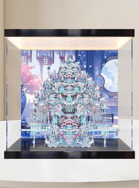 适用拼酷粉黛花轿展示盒二十二凤冠粉冠粉红色凤冠收纳发光防尘罩