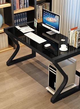 书桌电脑桌子简约现35940代学习易桌钢玻化电脑桌台式家用简璃写字台