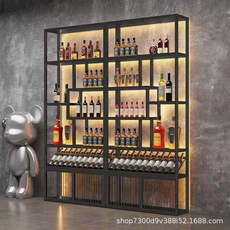 红酒无品牌/酒架展示柜酒架庄吧商用物酒置架酒柜铁艺落地发光展