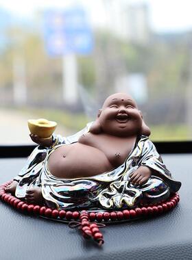 如佛弥台勒汽车摆品件来创意车内用陶WJO瓷笑佛车载中控仪表个性