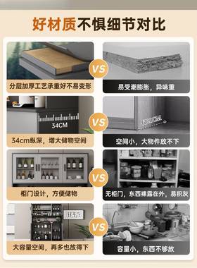 餐边靠墙一体现代简约橱柜厅轻奢置物柜收纳边柜RUH子储柜物柜酒