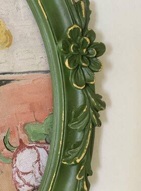 欧式复古绿色椭圆雕花树脂合相挂框油室画框照片YX93D-1墙客厅餐