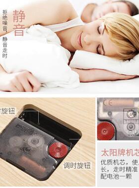 创实意木方形挂钟简个性横向挂墙钟表客DFIE5546约厅书房家居时装