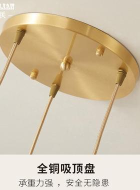 全铜创意餐厅吊家灯3头饭卧厅吊灯简约过道梯吊灯室84567书楼房用灯具