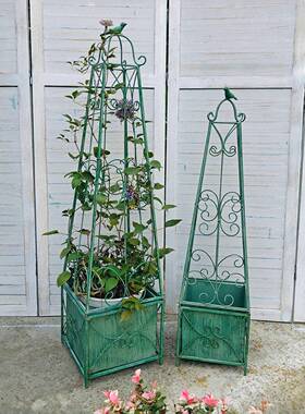 欧式愿意盆栽收纳PJ1915架艺室架内铁爬做旧月季藤户外花园月季攀