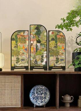宋代画美学桌面风摆件客厅装饰中式茶室餐边柜屏摆画新F98HH8S7卧