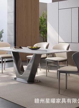 意式晶石餐桌客椅轻奢小户型厅家用56003长超方形高端晶石微奢石