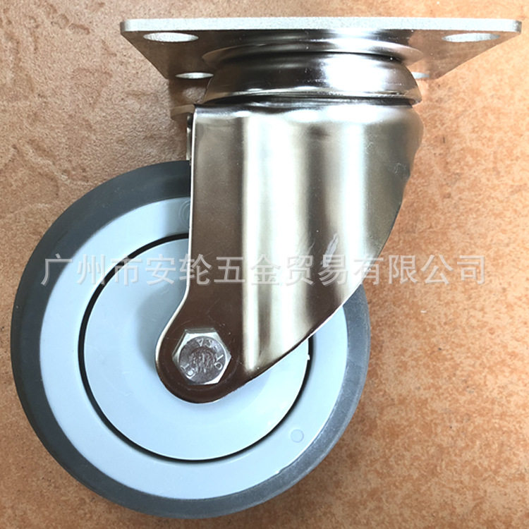 日式4寸不锈钢底板万向脚轮