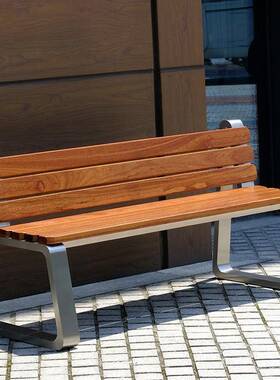 公休园椅户外铁艺靠背DIU闲椅长条凳子腐木防不锈钢室外广塑场实