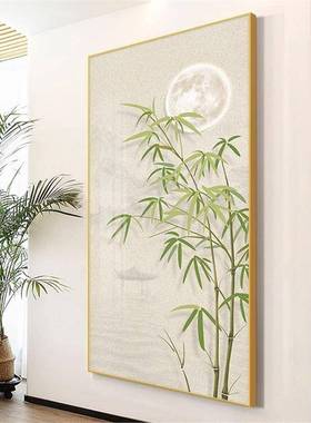 ZA0510竹报平版安关装饰现代简约原木风走廊过道挂画入玄户客厅竖
