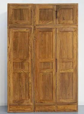 老约榆木衣柜柜顶箱组合储物柜全纯实木落66340地柜平对开门简大