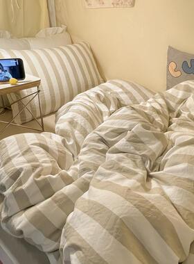 床上用品日式竺天棉条四件套全棉针织水洗笠棉被纹套床单DNC床款