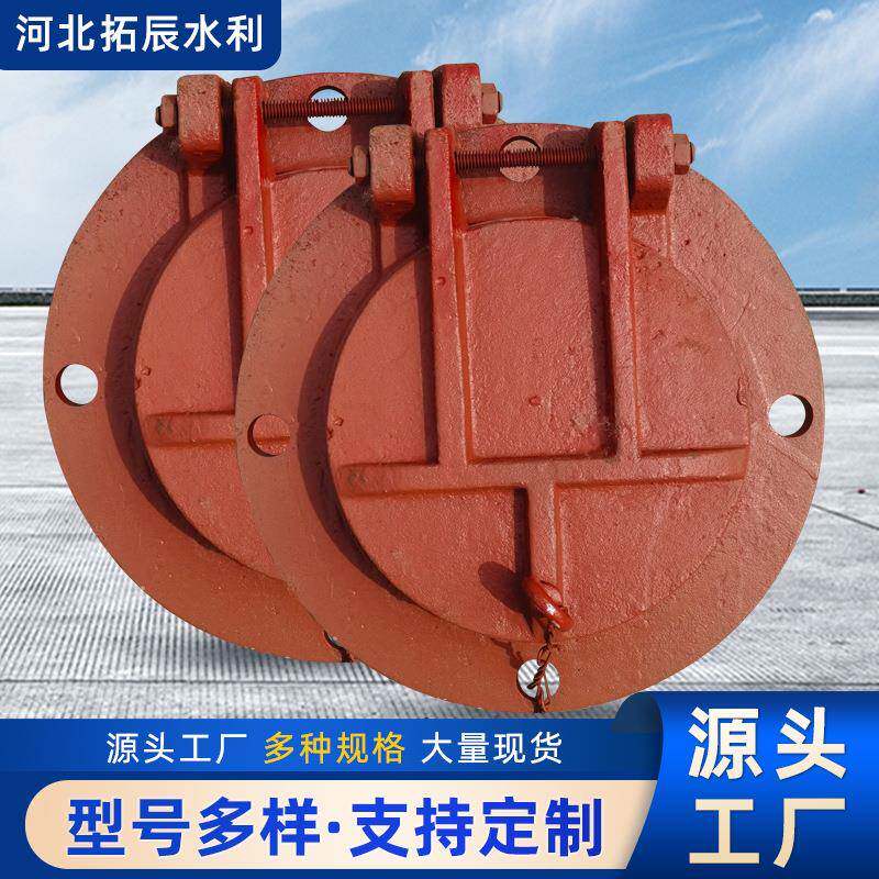 铸铁圆拍门污水管道侧翻式NET拍门镶铜法兰式圆形铁铸理圆拍门处