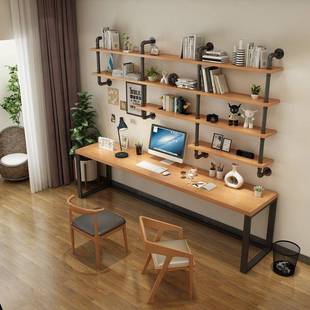 oft工业风书桌书实架组l合家用木无品牌 写字学习双人 脑铁艺美式