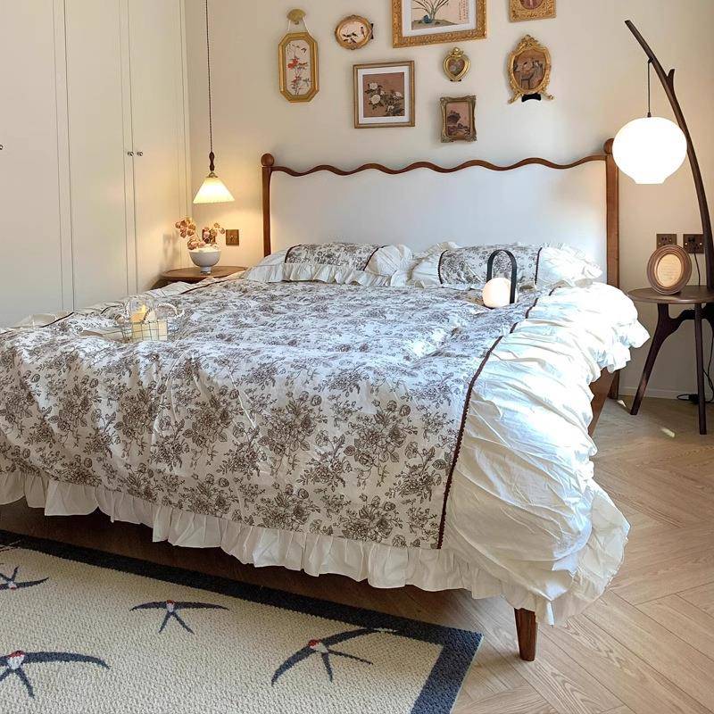 涟漪床波浪卧GCL床法中式复古实木主室大床古风双人床1.8米美式软